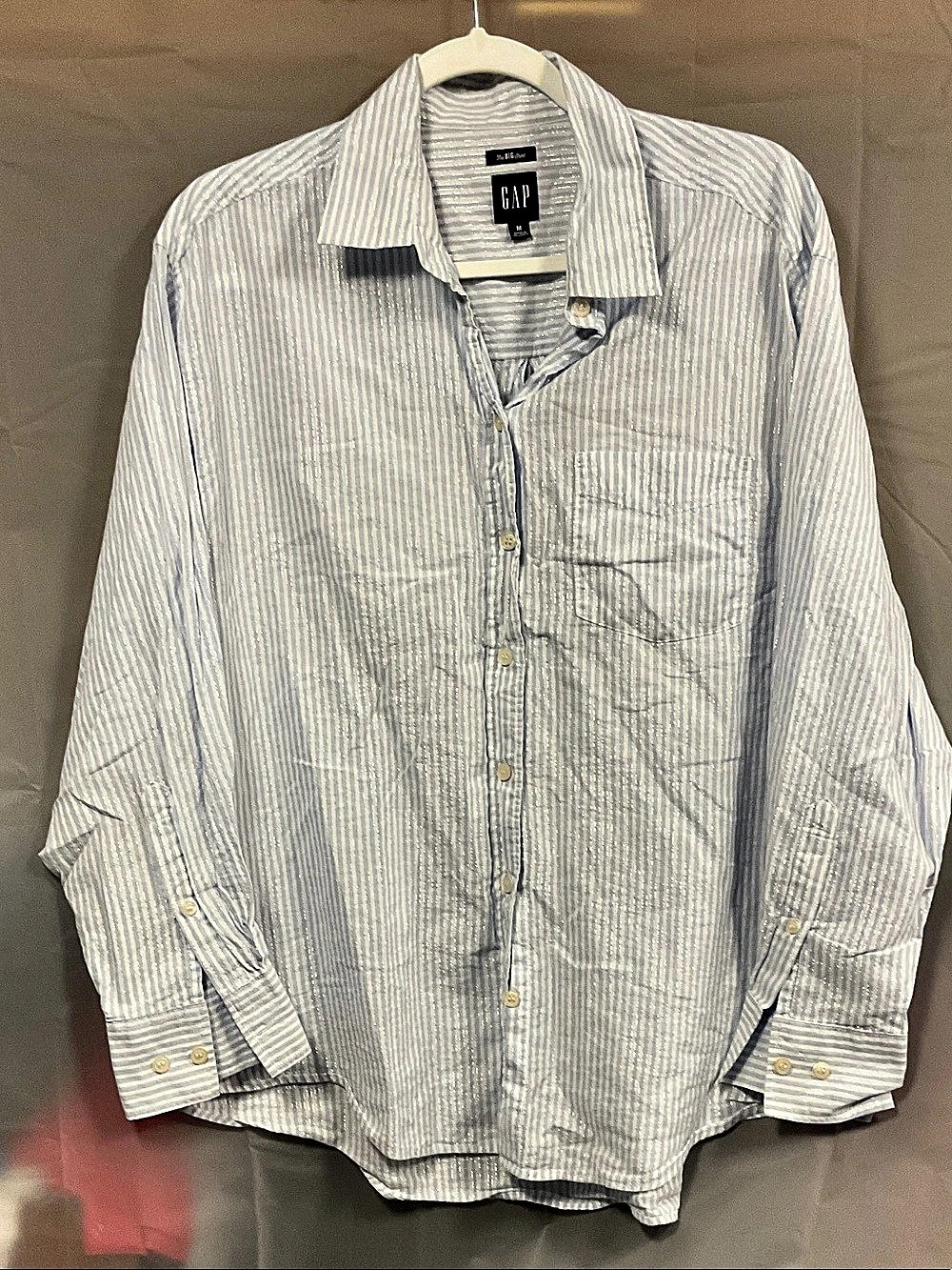 Gap Metallic Stripe Big Shirt Striped Button Down Medium